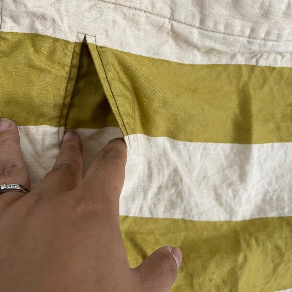 J Crew Beige Chartreuse Striped Linen Blend Mini Skirt Size 0 - Picture 2 of 5